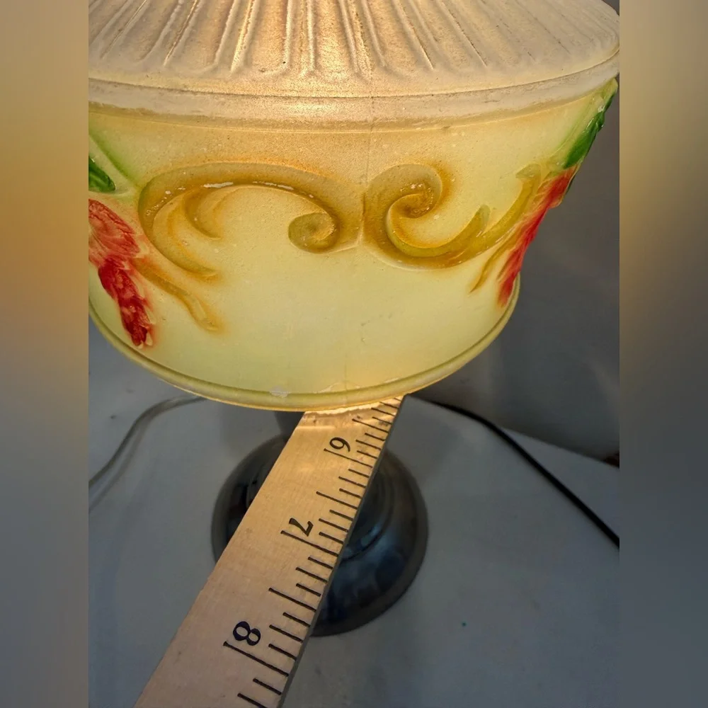 Vintage Metal Base Art Deco Green Painted  Boudoir Table Lamp‎ 3- Way Touch